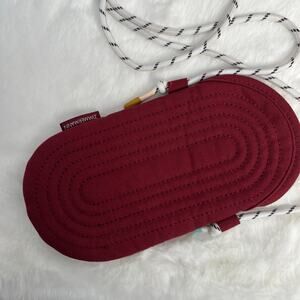 Zimmermann Burgundy Red Canvas Crossbody Pouch Stripe Rope Strap Magnetic Close
